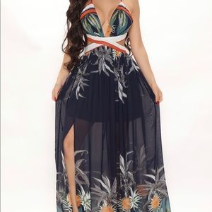 Romantic Getaways Maxi Dress - Navy/combo